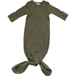 Mebie Baby Mebie Baby Organic Knot Gown Newborn Winter Green Ribbed Cotton - 