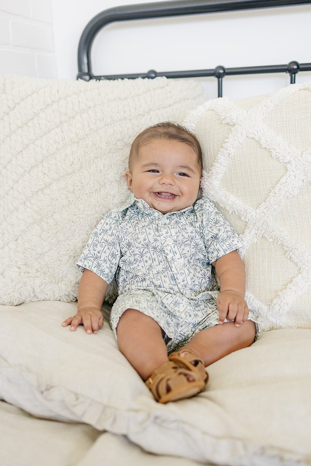 Mebie Baby Mebie Baby Palm Tree Linen Button Up Shirt For Baby And Toddler - 
