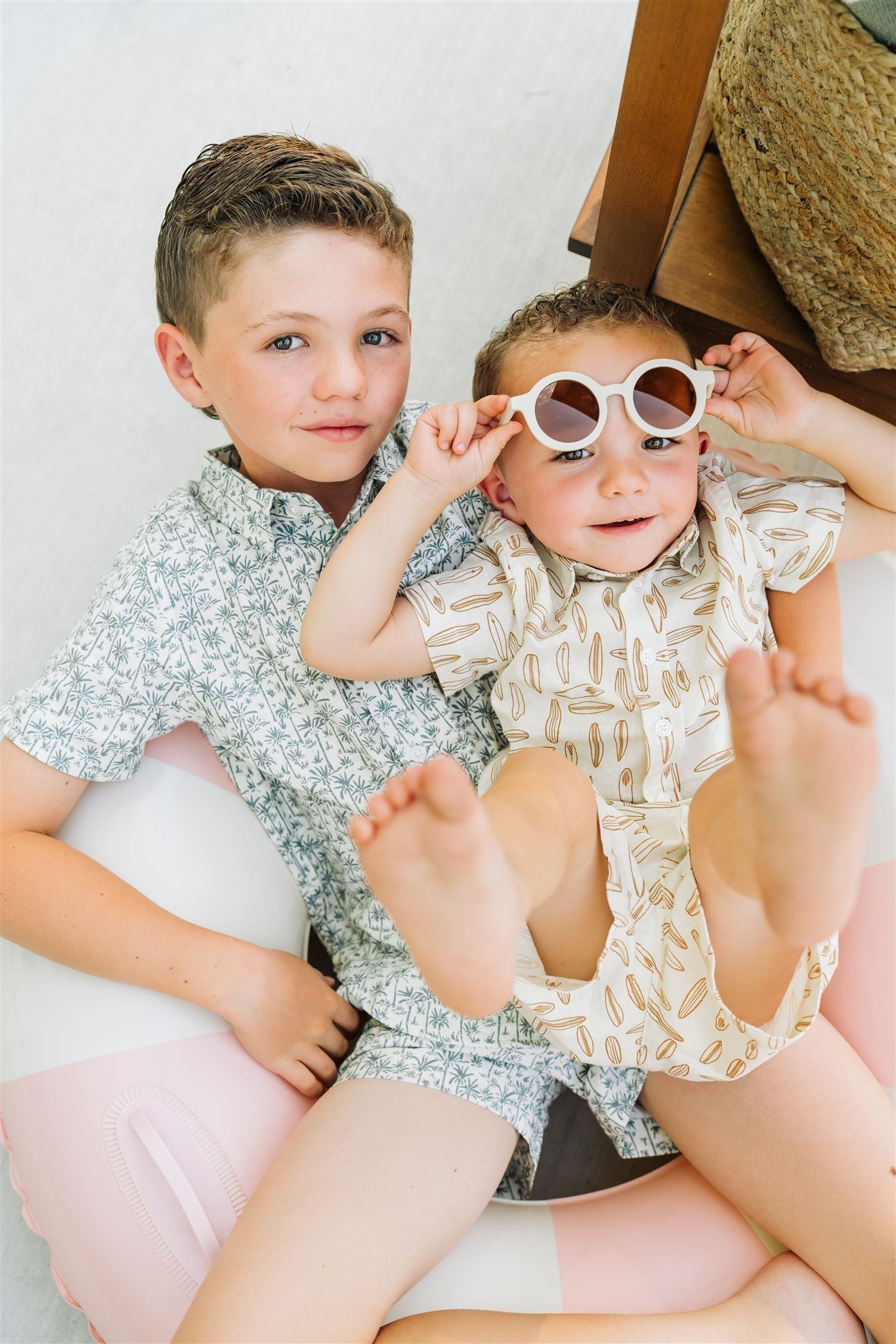 Mebie Baby Mebie Baby Palm Tree Linen Button Up Shirt For Baby And Toddler - 