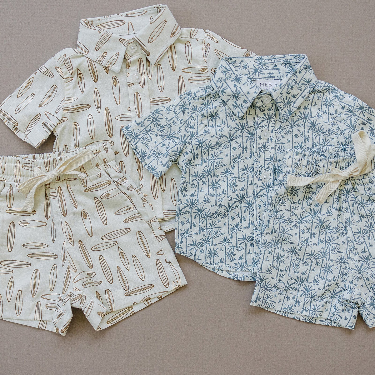 Mebie Baby Mebie Baby Palm Tree Linen Button Up Shirt For Baby And Toddler - 