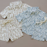 Mebie Baby Mebie Baby Palm Tree Linen Button Up Shirt For Baby And Toddler - 