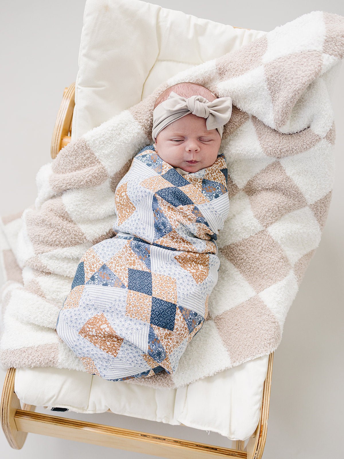 Mebie Baby Mebie Baby Patchwork Print Muslin Swaddle Blanket 100 Percent Cotton - 