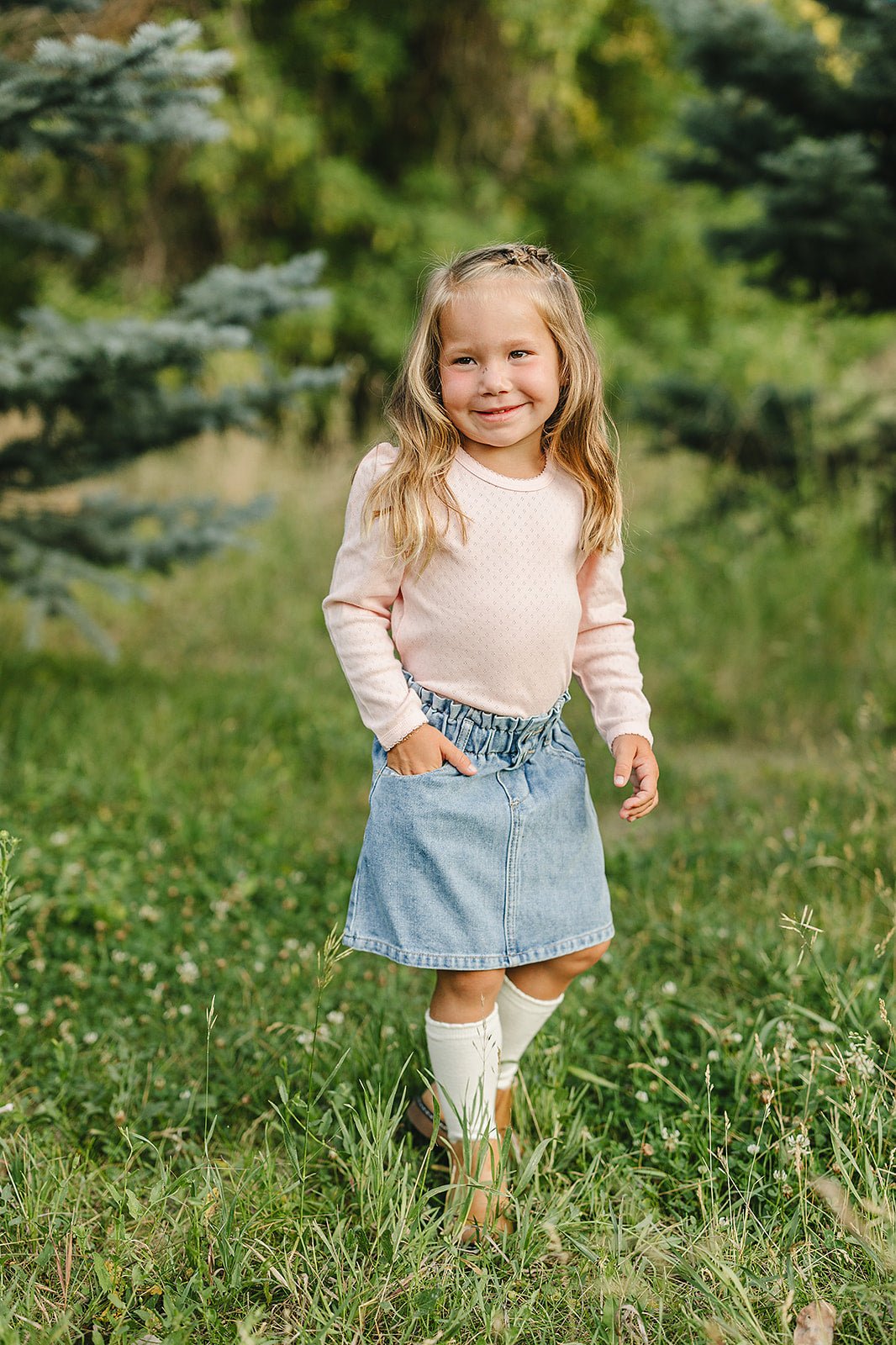 Mebie Baby Mebie Baby Pink Pointelle Long Sleeve Knit Tee For Baby Girls - 