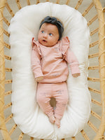 Mebie Baby Mebie Baby Pink Ribbon Ruffle French Terry Set For Baby And Toddler - 