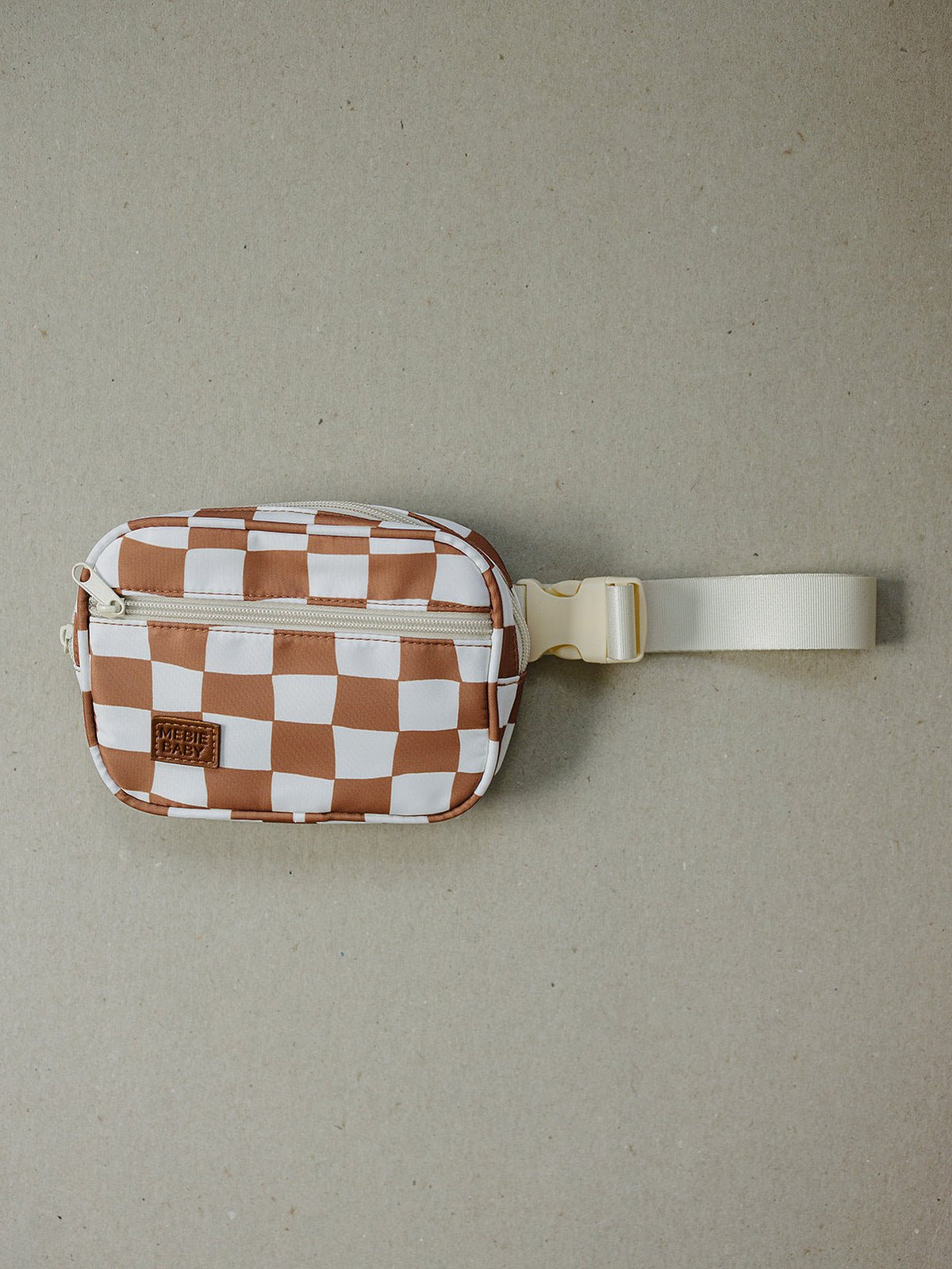 Mebie Baby Mebie Baby Rust Wavy Checkered Mini Fanny Pack For Kids With Adjustable Strap - 