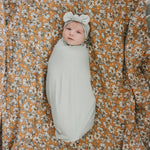 Mebie Baby Mebie Baby Sage Bamboo Swaddle Hat and Head Wrap Set - 