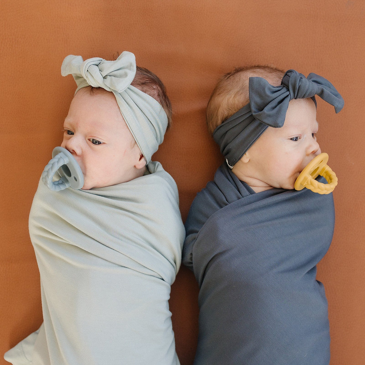 Mebie Baby Mebie Baby Sage Bamboo Swaddle Hat and Head Wrap Set - 