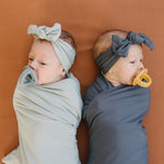 Mebie Baby Mebie Baby Sage Bamboo Swaddle Hat and Head Wrap Set - 