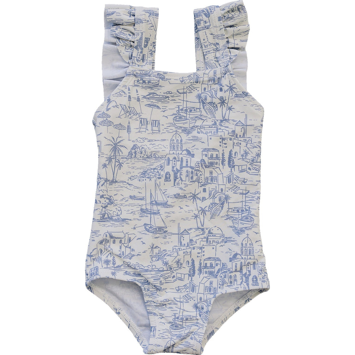 Mebie Baby Mebie Baby Santorini One Piece Swimsuit With Ruffle Details - 