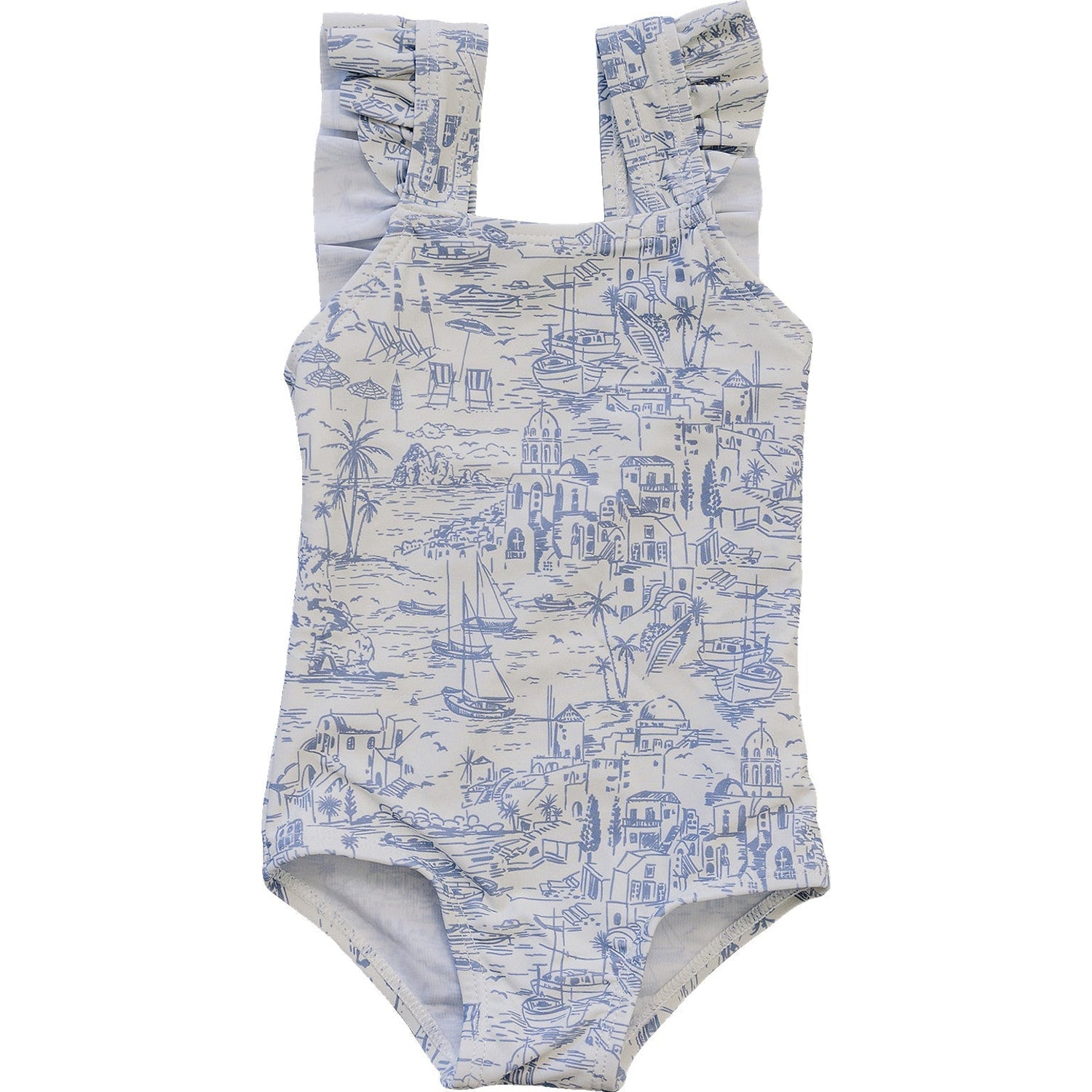Mebie Baby Mebie Baby Santorini One Piece Swimsuit With Ruffle Details - 