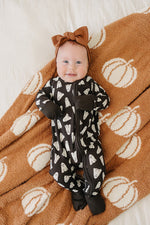 Mebie Baby Mebie Baby Spooky Bamboo Zipper Sleepers Halloween Pumpkin Print - 