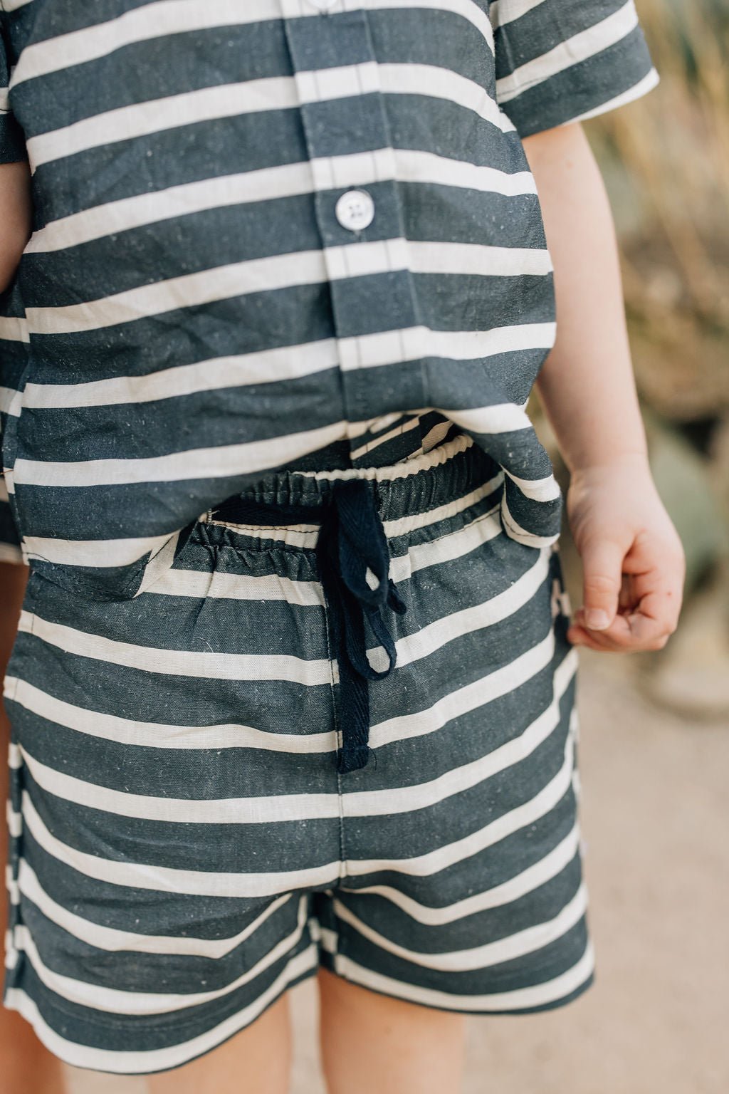 Mebie Baby Mebie Baby Stripe Linen Cotton Shorts Resort Wear For Summer - 