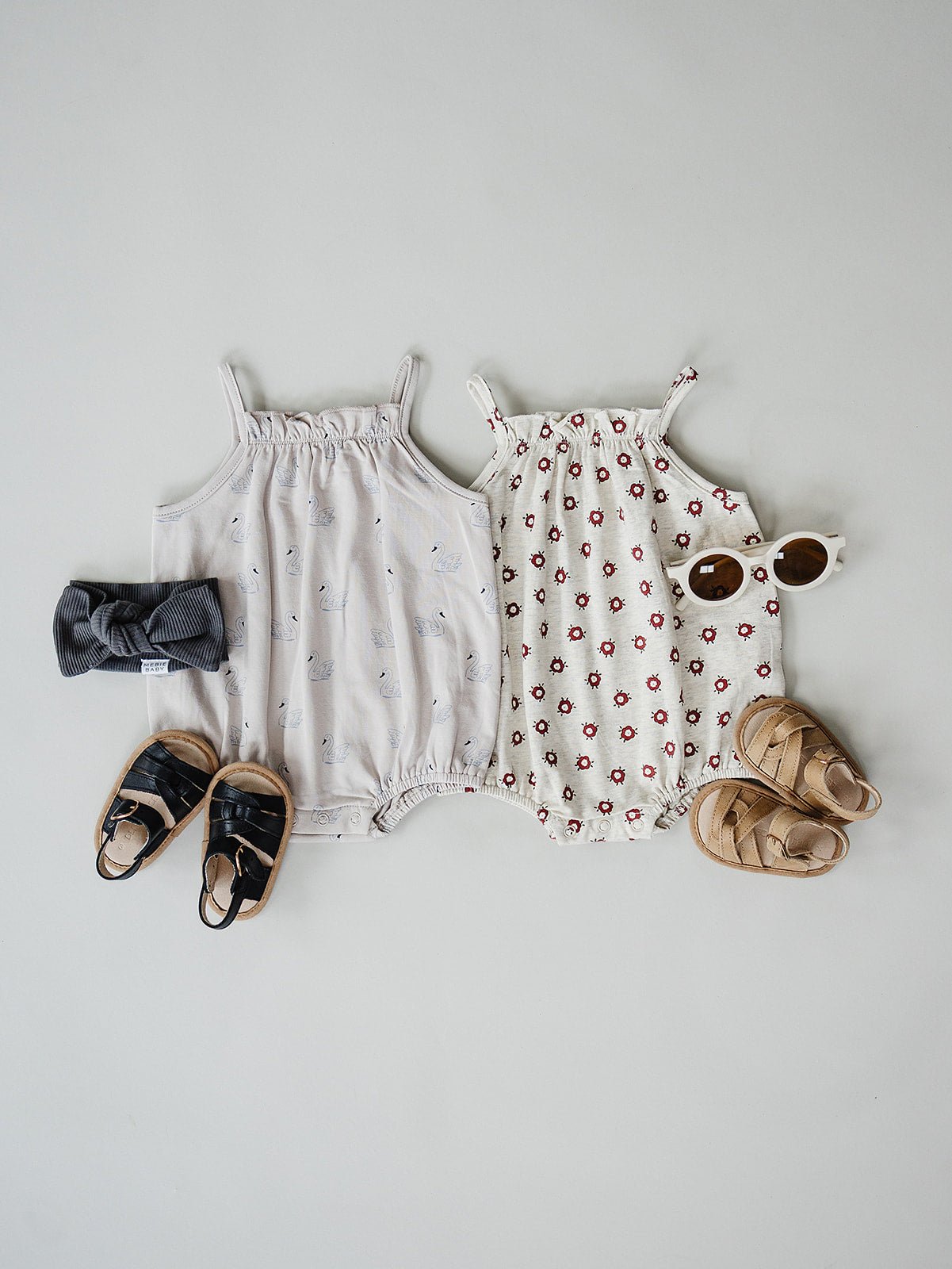 Mebie Baby Mebie Baby Swan Tank Bubble Romper Soft Cotton Spandex - 