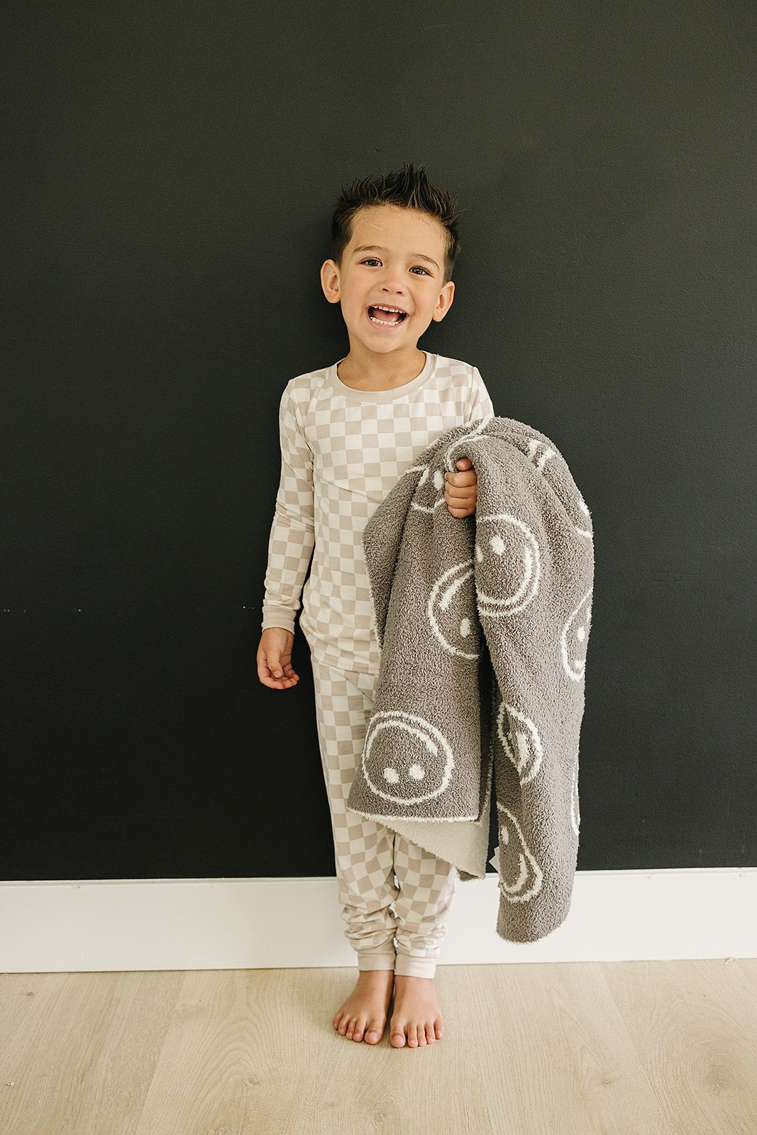 Mebie Baby Mebie Baby Taupe Checkered Bamboo Cozy Set For Babies And Toddlers - 