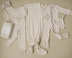 Mebie Baby Mebie Baby Taupe Checkered Bamboo Cozy Set For Babies And Toddlers - 