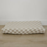 Mebie Baby Mebie Baby Taupe Checkered Muslin Changing Pad Cover For Standard Pads - 