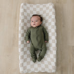 Mebie Baby Mebie Baby Taupe Checkered Muslin Changing Pad Cover For Standard Pads - 