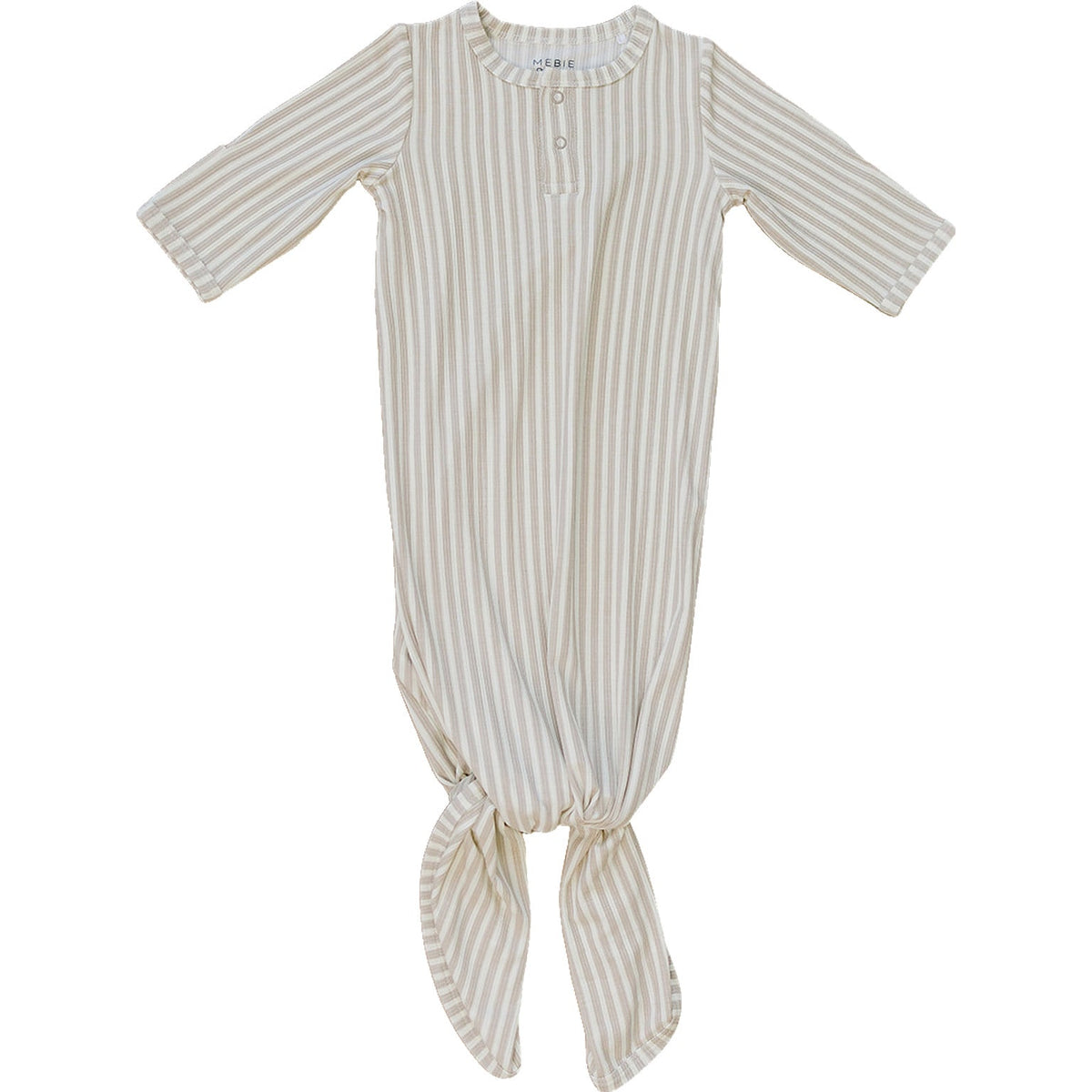 Mebie Baby Mebie Baby Taupe Stripe Bamboo Knot Gown Size Zero To Three Unisex - 