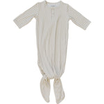 Mebie Baby Mebie Baby Taupe Stripe Bamboo Knot Gown Size Zero To Three Unisex - 