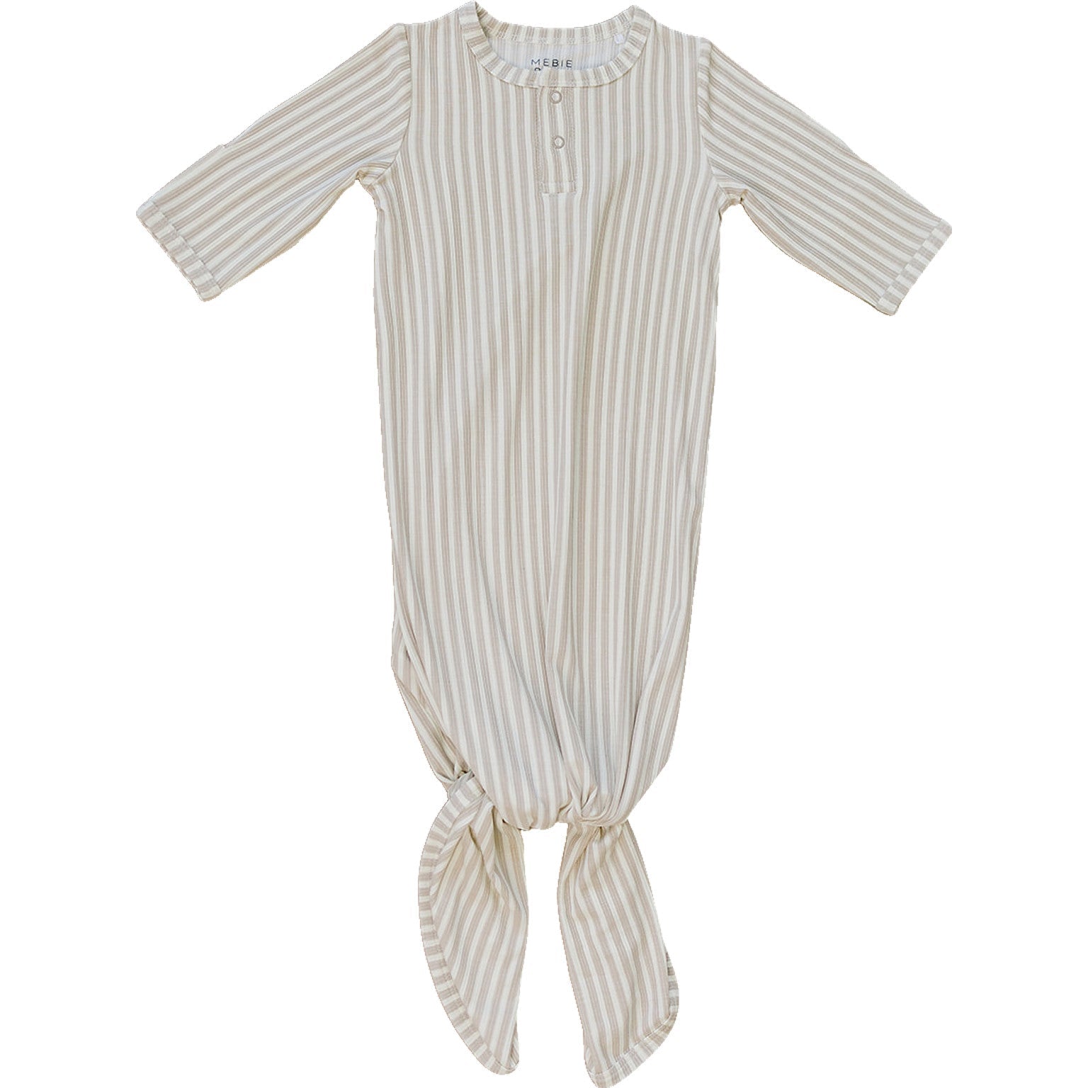 Mebie Baby Mebie Baby Taupe Stripe Bamboo Knot Gown Size Zero To Three Unisex - 