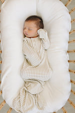 Mebie Baby Mebie Baby Taupe Stripe Bamboo Knot Gown Size Zero To Three Unisex - 
