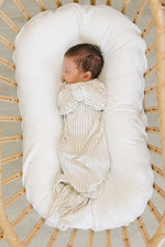 Mebie Baby Mebie Baby Taupe Stripe Bamboo Knot Gown Size Zero To Three Unisex - 