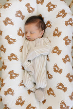 Mebie Baby Mebie Baby Taupe Stripe Ribbed Bamboo Zipper Pajamas for Babies - 
