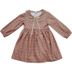 Mebie Baby Mebie Baby Vintage Pink Floral Dress Cotton Lace Peter Pan Collar Bow - 