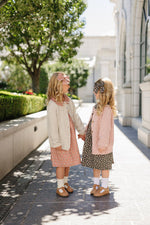 Mebie Baby Mebie Baby Vintage Pink Floral Dress Cotton Lace Peter Pan Collar Bow - 