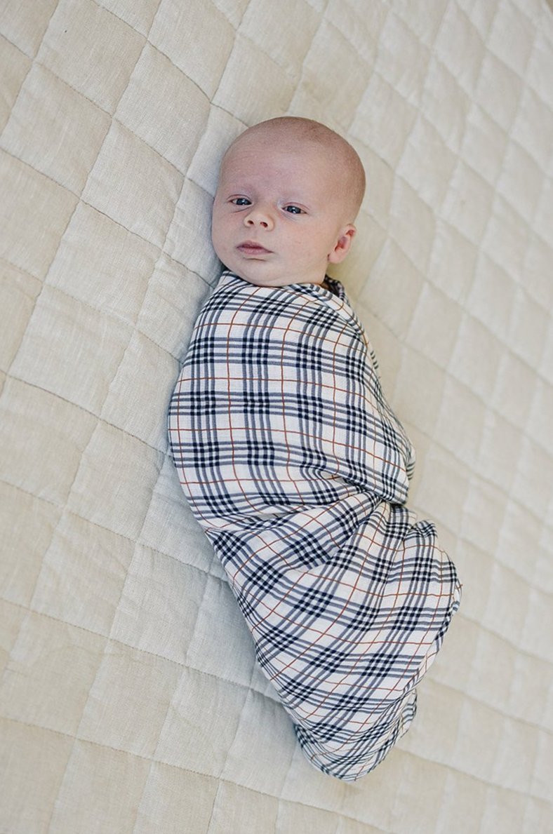 Mebie Baby Mebie Baby Vintage Plaid Muslin Swaddle Blanket 100 Percent Cotton - 
