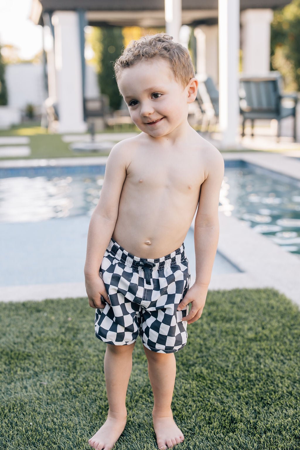 Mebie Baby Mebie Baby Wavy Checkered Swim Shorts For Babies Unisex - 
