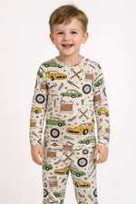 Mechanic, Bamboo Two Piece Pajama Set - Sleeve, Child, Nightwear, Blond, Camouflage | Everetts Place