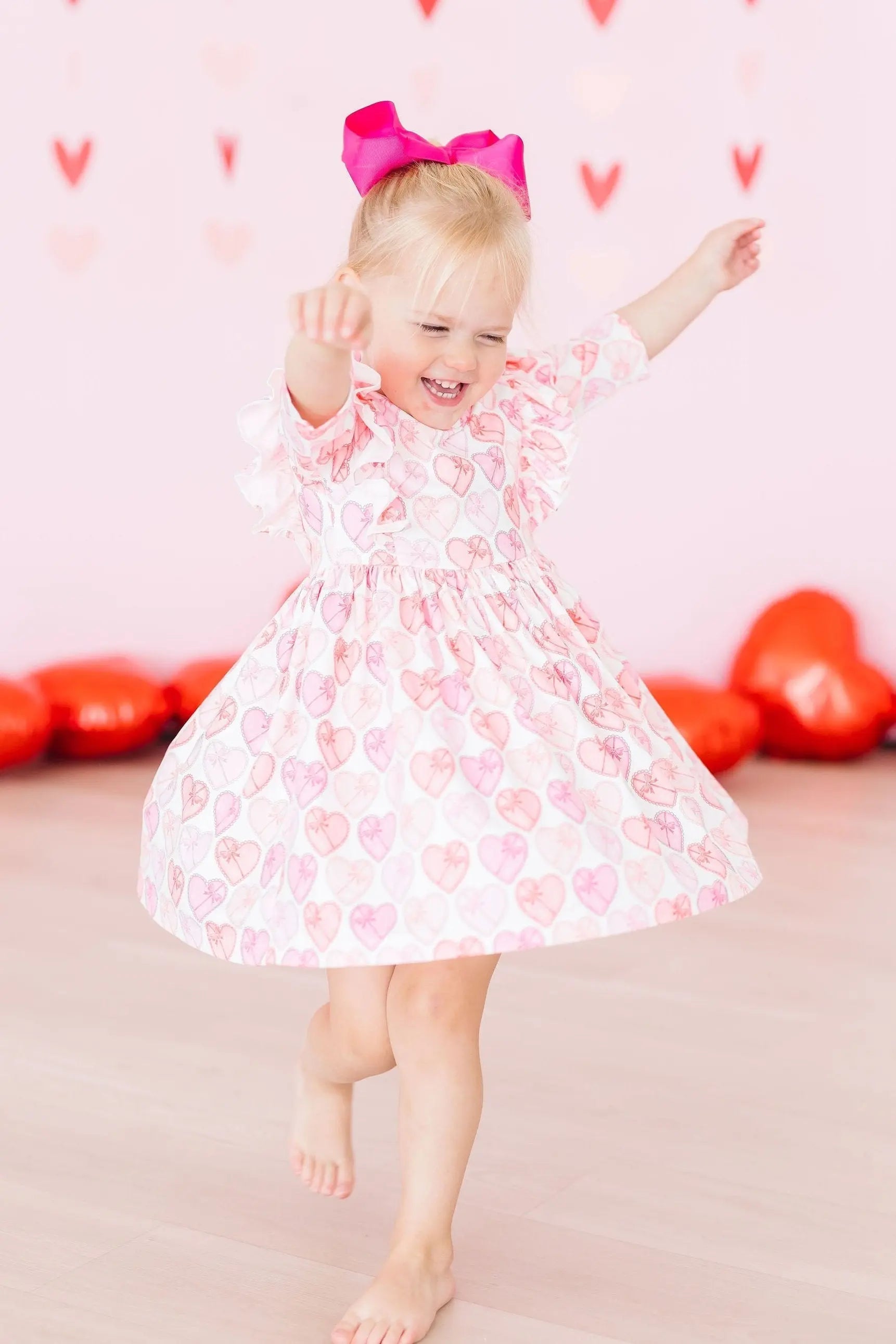 Mila & Rose ® Melt My Heart 3/4 Sleeve Ruffle Twirl Dress - 