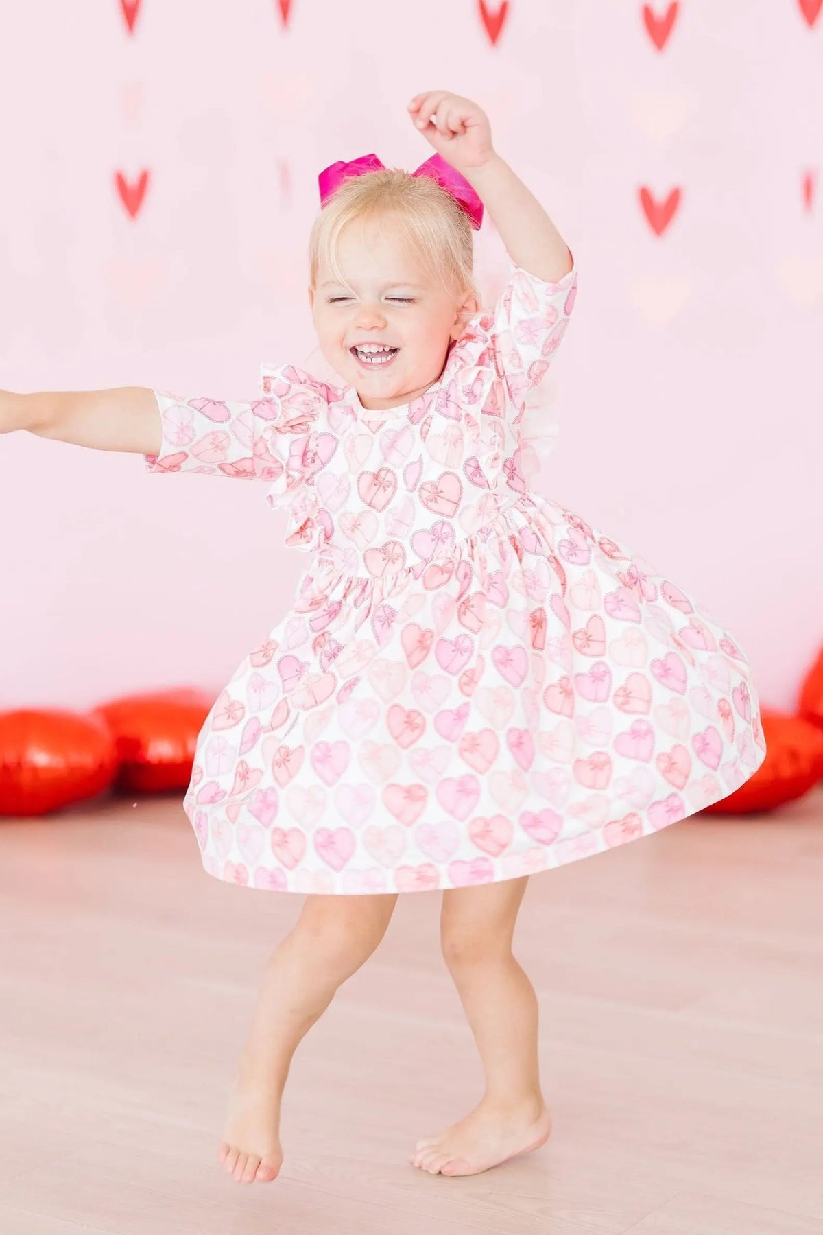 Mila & Rose ® Melt My Heart 3/4 Sleeve Ruffle Twirl Dress - 
