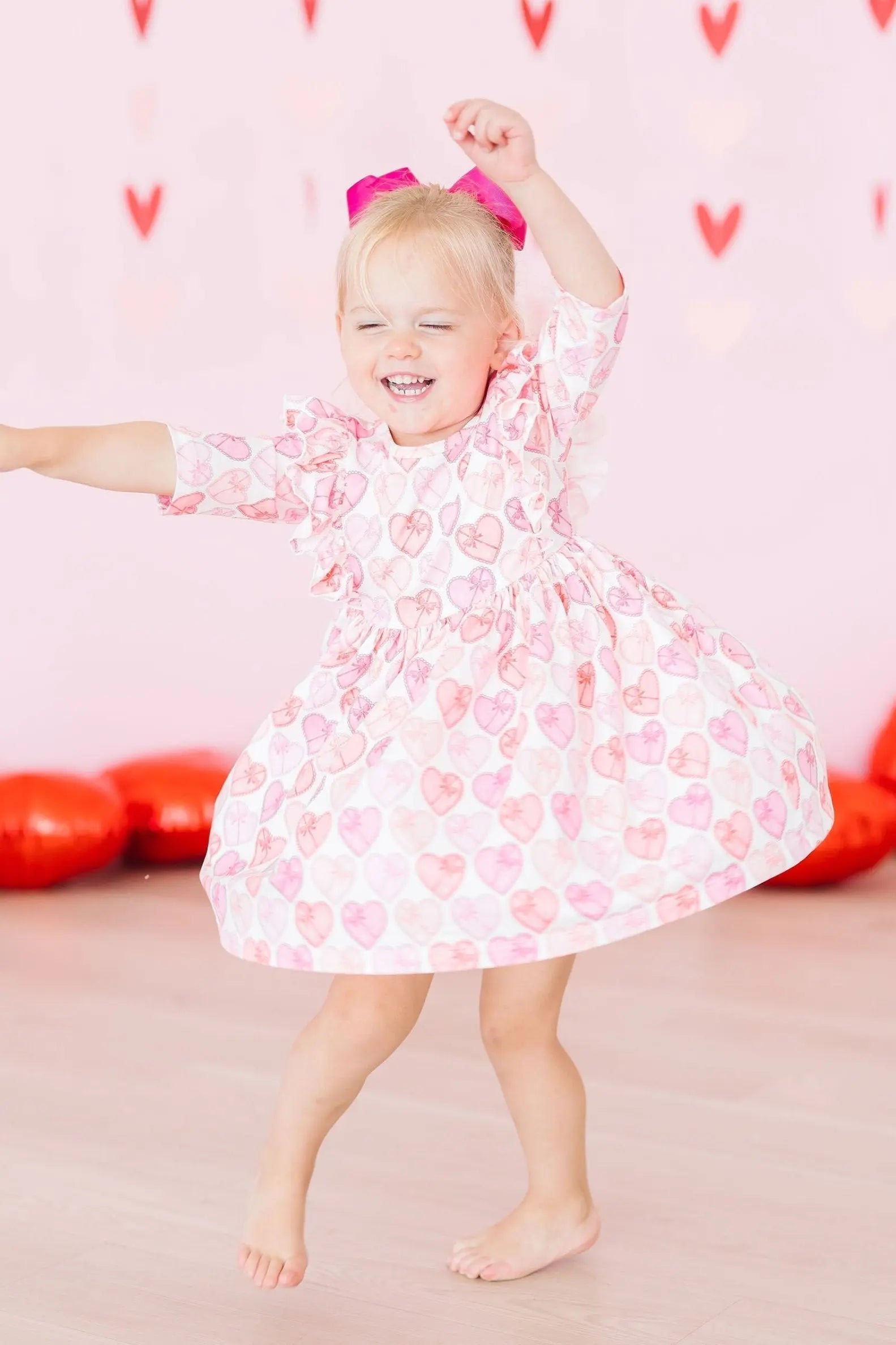 Mila & Rose ® Melt My Heart 3/4 Sleeve Ruffle Twirl Dress - 
