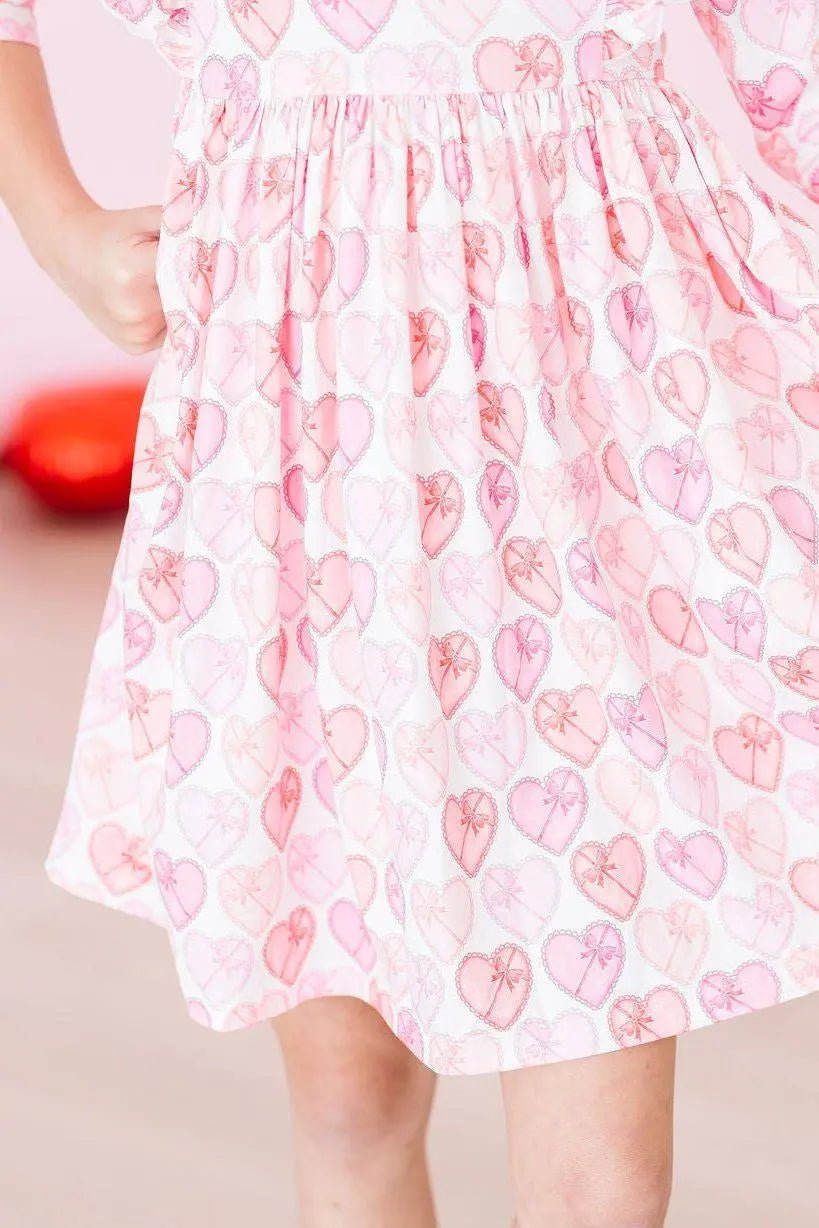 Mila & Rose ® Melt My Heart 3/4 Sleeve Ruffle Twirl Dress - 