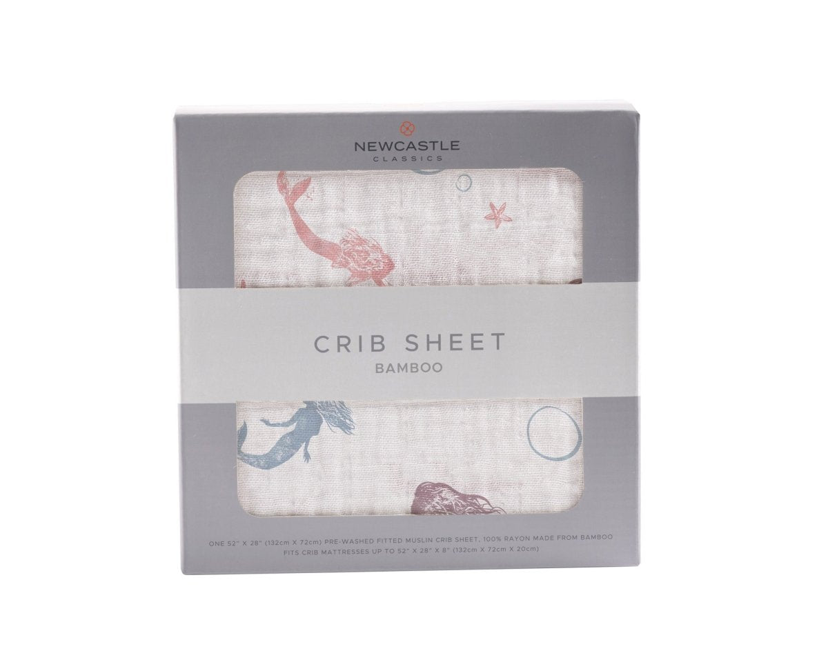 Newcastle Classics Mermaids Bamboo Muslin Crib Sheet Soft Breathable Comfort for Infants - 