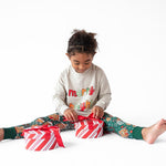 Toddler crew neck sweatshirt with a festive "Merry and Bright" holiday graphic on the front.