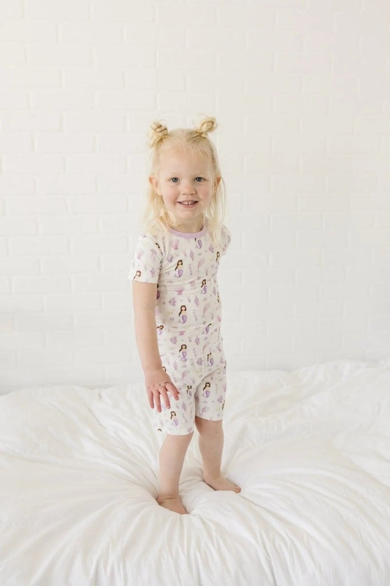 Little Joy Co. Mias Mermaids 2 Piece Bamboo Pajamas For Kids Soft Cozy - 