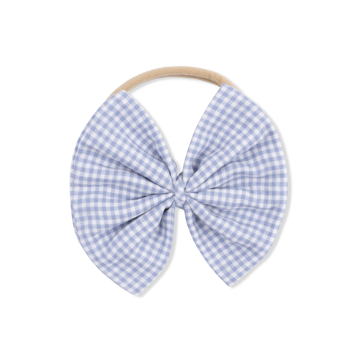 Angel Dear Micro Gingham Blue Blizzard - Bow on Headband - 