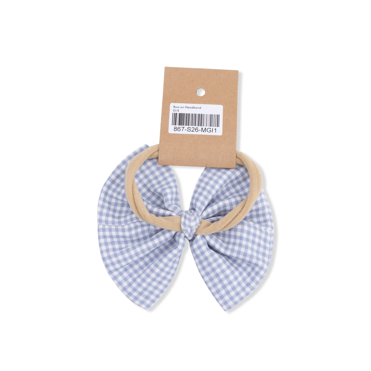 Angel Dear Micro Gingham Blue Blizzard - Bow on Headband - 