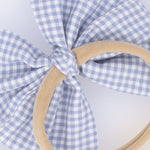 Angel Dear Micro Gingham Blue Blizzard - Bow on Headband - 