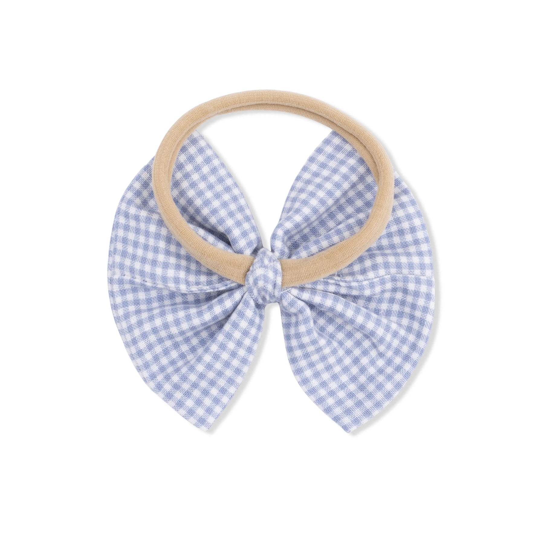 Angel Dear Micro Gingham Blue Blizzard - Bow on Headband - 
