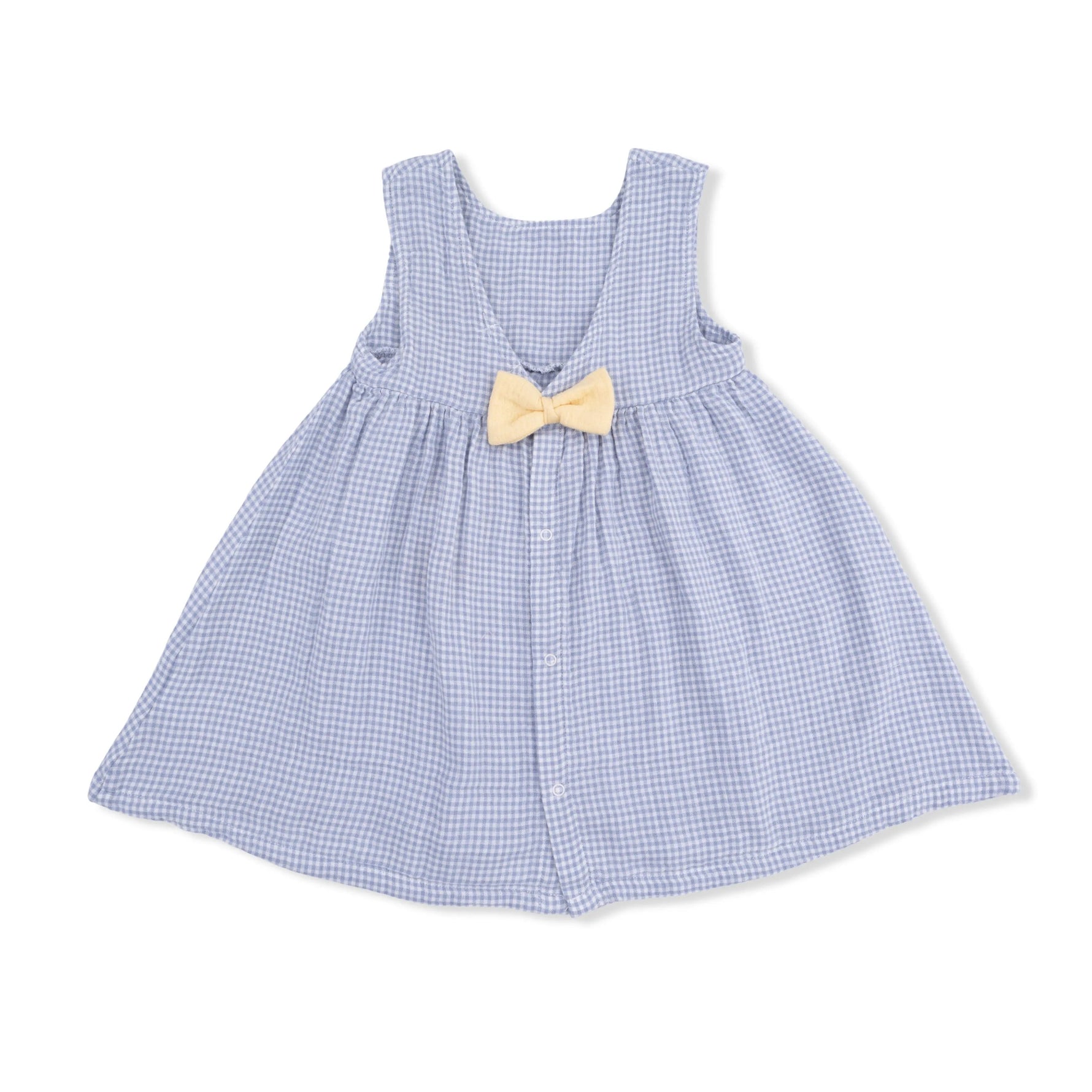 Angel Dear Micro Gingham Blue Blizzard - Dress with Bow and Bloomer - 