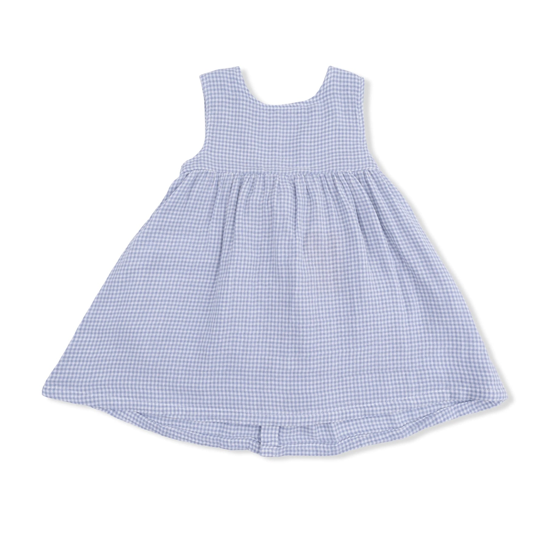 Angel Dear Micro Gingham Blue Blizzard - Dress with Bow and Bloomer - 