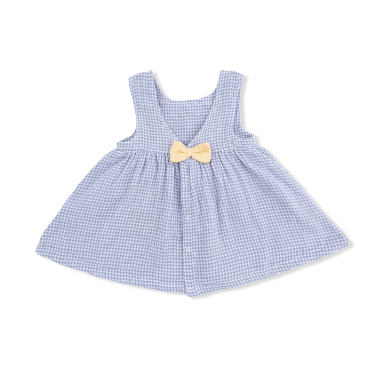 Angel Dear Micro Gingham Blue Blizzard - Infant Dress with Bow and Bloomer - 