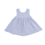 Angel Dear Micro Gingham Blue Blizzard - Infant Dress with Bow and Bloomer - 