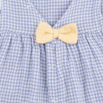 Angel Dear Micro Gingham Blue Blizzard - Infant Dress with Bow and Bloomer - 