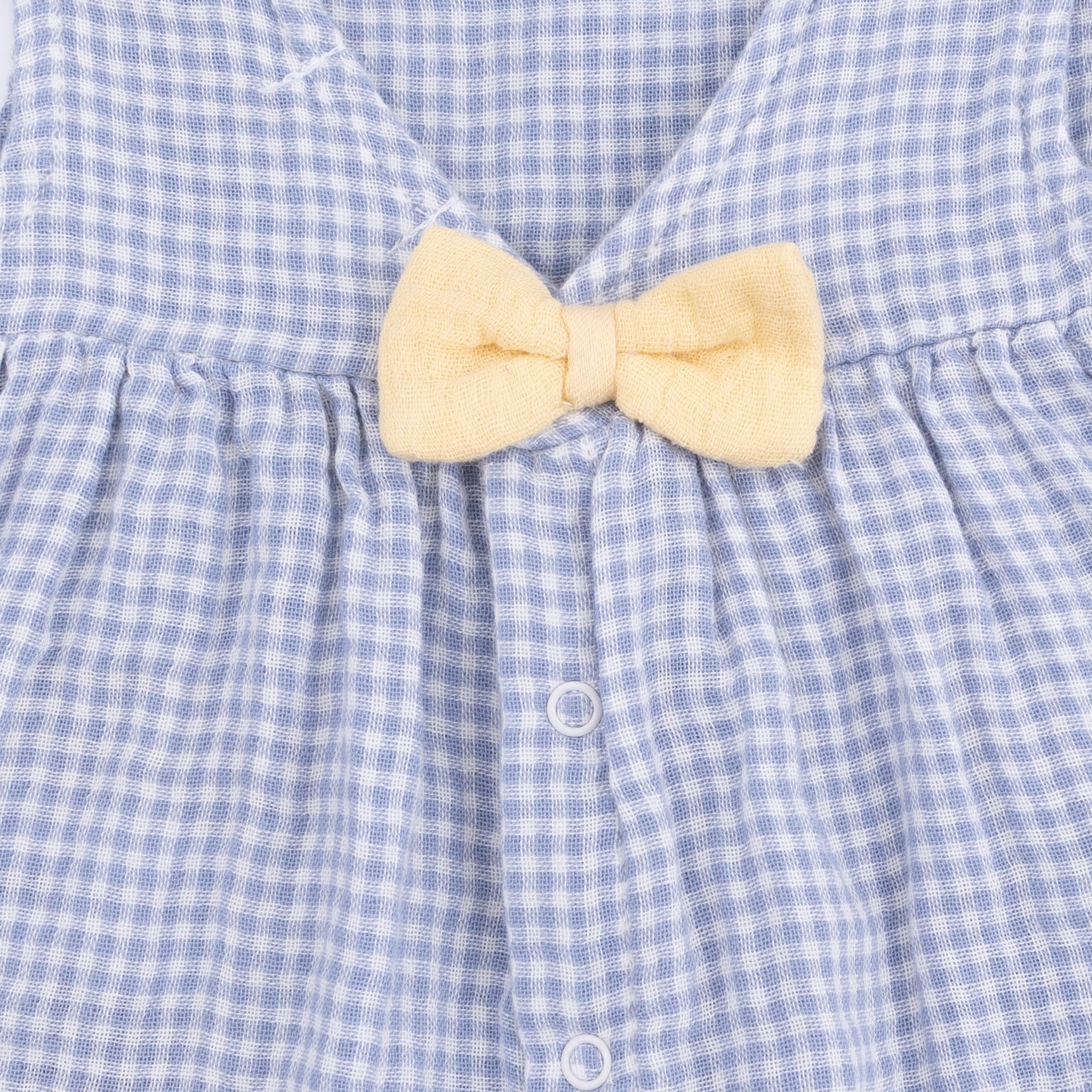Angel Dear Micro Gingham Blue Blizzard - Infant Dress with Bow and Bloomer - 