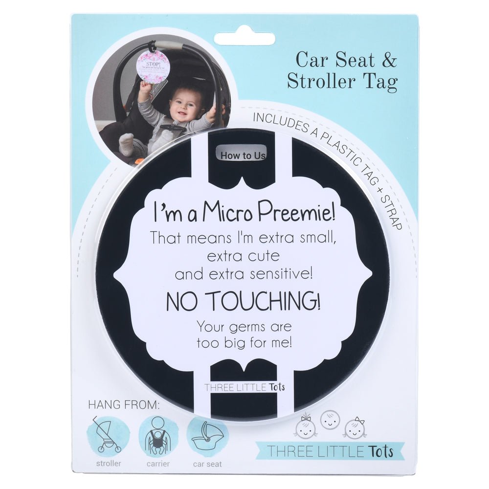 Three Little Tots Micro Preemie No Touching Car Seat Sign Tag - 